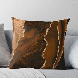 Pillow Abstract Chocolate Brown & Gold Modern Geode Agate Design Throw Pillows Aesthetic