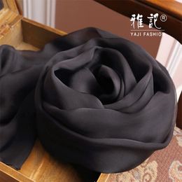 Natural Silk Scarf Black Colour Foulard Femme 100% Real Silk Scarf Women Thin Chiffon Silk Shawls Wraps for Ladies Solid 240320