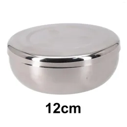 Bowls Stainless Steel Bowl With Lid Single Layer Steamed Rice 420ml High-capacity Traditional Covered Kitchen Tableware