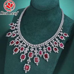 Redleaf luxury ruby Necklace Diamond Pendant silver 925 silver necklace with cz stone moissanite necklace