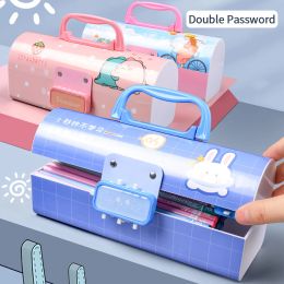 Cases 2023 New Portable Creative Pencil Case Multifunction With Password Lock Large Capacity Pencil Case Boy Girl School Stationery