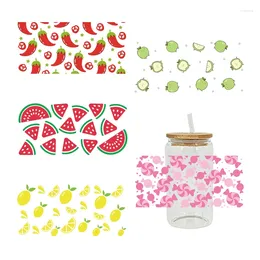Window Stickers UV DTF Transfer Sticker Fruit Theme For The 16oz Libbey Glasses Wraps Cup Can DIY Waterproof Easy To Use Custom Decals D4899