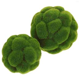 Decorative Flowers 2 Pcs Simulated Moss Ball Balls Green Fake Decoration Artificial Window