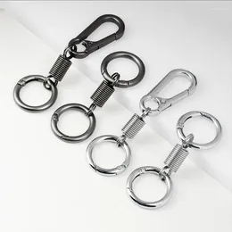 Keychains 2PCS Elastic Spring Key Chain Metal Buckle Clasp Car Strong Retractable Carabiner Hanging Keychain Simple Climbing Hook Keyring