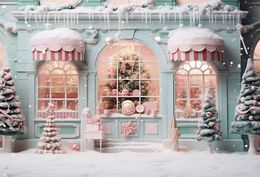 Mehofond Photography Background Winter Christmas Candy Store Snowy Xmas Party Kids Family Portrait Decor Photo Backdrop Studio