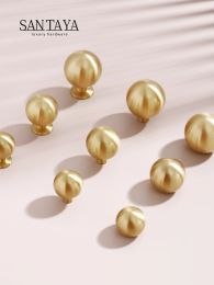 Brass Round Furniture Handles Ball Modern Minimalist Gold Drawer Knobs Wardrobe Door Pulls Kitchen Handle Solid Single Hole