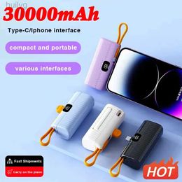 Cell Phone Power Banks 30000mAh Power Bank Fast Charging Emergency External Battery Digital Display Built-in Data Cable Plug And Play For iPhone Type-c 2443