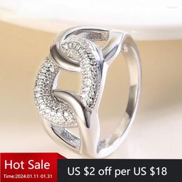 Cluster Rings Women's Fine Jewellery 925 Sterling Silver Punk Thread Zircon Jewelry Big Wide Fashion Wedding Evening Party Ring