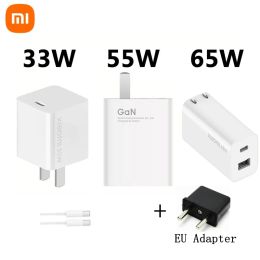 Control Xiaomi 33W,55W, 65W GaN Fast Charger TypeC Charging Cable Quick Charger GaN Technology Safe Power Adapter for Andriod