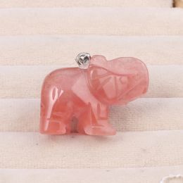 Natural Stone Pendant Animal Elephant Shaped Gemstone Exquisite Charms for Jewellery Making DIY Bracelet Necklace Accessories Gift