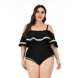 Women Plus Size Swimsuit Solid Push Up Swimwear Larges Big Plussize Swimming Suits Bathing Beachwear 240322