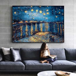 Impressionist Artist Van Gogh Oil Painting Starry Sky Iris Flower Sunrise Landscape Canvas Paintings Poster Picture Wall Decor