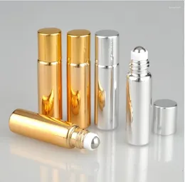 Storage Bottles 5ML UV Gold/silver/back Glass Bottle Steel Ball Roll On For Eye Cream Perfume Essential Oil/lip Gloss/honey Skin Care