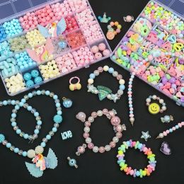 Diy Bracelet Making Kit Beads Necklace Manual Toys for Girls Pearls Games Handmade Children's Gift Horses Material Elastic Kids