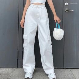 Women's Jeans Denim Workwear Wide Leg Pants Autumn And Winter 2024 High Waist Multi-Pocket Narrow Straight Casual