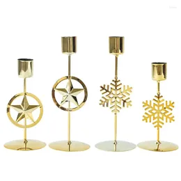 Candle Holders 2pcs Gold Holder Metal Taper Candleholder Iron Decorative Candlestick Tray Christmas For LED & Wax Candles
