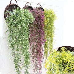 Decorative Flowers Artificial Hanging Ivy Garland Plants Vine Fake Foliage Flower Wisteria Home DIY Purple