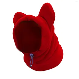 Dog Apparel Hood Warm Hat Winter Pet Fleece Soft Adjustable Cold Weather Caps Ears Cover For Small Animal Kitten Camping