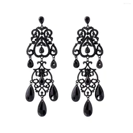 Dangle Earrings ZAA Vintage Black Crystal For Women Gothic Jewellery Statement 2024 Fashion Female Bijoux Holiday Party Gifts