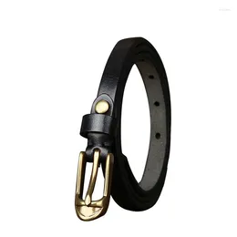 Belts Designer Pure Cowhide Women's Belt Narrow 1.5cm Decorative With Shoe-shaped Copper Buckle Vintage And Fashionable