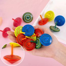 10-1Pcs Color Wooden Spinning Tops Table Gyro Toy Party Favors Kids Handmade Painted Spinner Vintage Craft Spin Top Child Gift