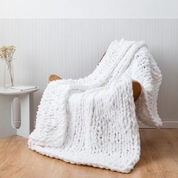 Blankets Simple Woven Bedspread Hand Made Plaid Knitted Bedroom Sofa Air-Conditioning Lunch Break Blanket And Towel Soft Home Decoration