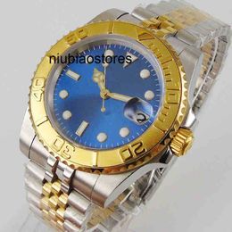Mechanical Gold Luxury Watch 40mm Mens Strap Case Sapphire Crystal Ceramic Bezel Luminous Movement Automatic
