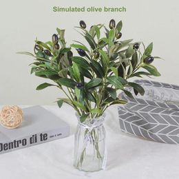 Decorative Flowers 1 Branch Artificial Plant With Fake Fruit Realistic Looking 4 Forks Design Simulation Olive Home Decoration Pography P