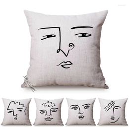 Pillow Concise Faces Painting Art Nordic Creative Design Home Decorative Sofa Throw Cotton Linen Bedroom Car Chair Cover