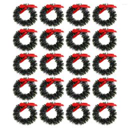 Decorative Flowers 20 Pcs Christmas Small Wreath Garland Winter Miniature Wreaths Plastic Simulated Pendants