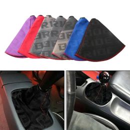 JDM Style Bride Canvas Shift Boot Lever Knob Cover Racing Shift Knob Collars for Universal Car With Red Stitching