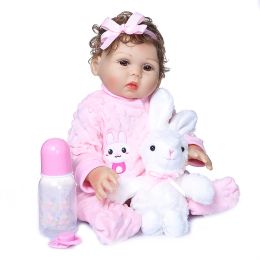 47 cm oryginalne npk pełne ciało solicone bebe lalka Reborn Todderl Girl Curly Ręka Ręka Korzenie włosów Wysokiej jakości Doll Bath Prezent zabawek