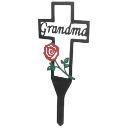 Garden Decorations Memorial Grave Markers Gravestone Metal Sympathy Rose Plaques Yard Signs Cemetery Grandma