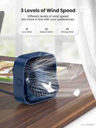 Electric Fans TOPK Mini Portable Fan USB Desk Fan Table Strong Airflow Quiet Operation 3 Speed Wind 360Rotatable Standing fans for room Home