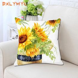 Pillow Sunflowers Print Cover For Car Sofa Home Decor Case Polyester Throw Cases Soft Plush Pillowcase