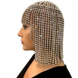 Hair Clips Stonefans Exaggerated Fringe Chain Accessories Braids Y2k Jewelry Shiny Nightclub Crystal Headband Hat Bridal Headpiece