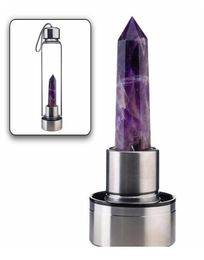 Natural Quartz Gemstone Glass Water Bottle Direct Drinking Cup Glass Crystal Obelisk Wand Healing Wand Bottle With Rope jlltTT6131298