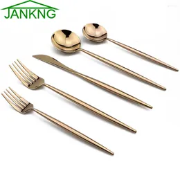 Flatware Sets 20Pcs Rose Set 304 Stainless Steel Dinnerware Mirror Black Gold Silver Cutlery Knife Fork Spoon Tableware