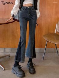 Women's Jeans Women Design All-match Patchwork Ulzzang Holiday Elegant Boot Cut Ladies Daily Ankle-Length Streetwear Faddish