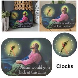 Wall Clocks Jesus Would You Look At The Time Gift Wooden Religious Decoration Novelty Modern Design Clock For Bedroom Home Decor