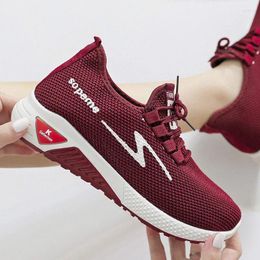 Casual Shoes Fashion Women Running Breathable Outdoor Light Weight Sports Walking Sneakers High Quality Pink Red Flats