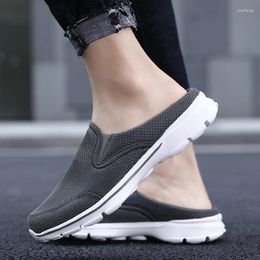 Slippers Large Size Men Casual Mules Super Light Mesh Breathable Male Flats Shoes Outdoor Wear-resisting Slip-on Footwear 2024