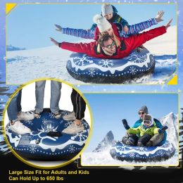 Poles Floated Skiing Board Ski Circle with Handle Iatable Durable Outdoor Children Adult Snow Tube Skiing Equipments Snow Toy