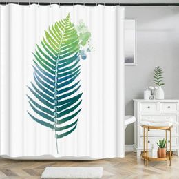 Shower Curtains Green Tropical Plant Curtain Leaves Printed 3D For Bathroom Flower Polyester Waterproof