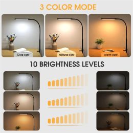 LED Clip Desk Lamp Eye Protect Table Lamp for Home Office Study Lighting 3 Colours Dimmable Computer Light