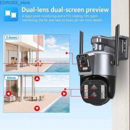 Other CCTV Cameras MOVOLS 8MP three lens WIFI IP camera 10X optical zoom outdoor PTZ automatic tracking waterproof safety CCTV monitoring camera Y240403