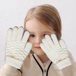 Winter Snow Children Gloves Full Finger Gloves Boys Girls Warm Mittens Thickened Knitted Gloves Hand Warmer