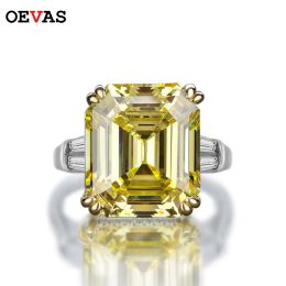 Rings Oevas 100% S Sterling Sier Square Pink Yellow White High Carbon Diamond Wedding Rings for Women Party Fine Jewellery