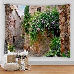 Tapestries Alley Scenes Tapestry Garden Idyllic Flower Plant 3D Print Bedroom Decor Aesthetic Art Wall Hanging Home Room Background