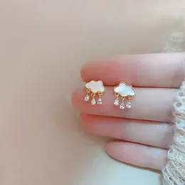 Stud Earrings Romantic For Women Cloud Zircon Rain Cute Water Korea INEFFA Fashion Lady Engagement Gift Wedding Jewelry